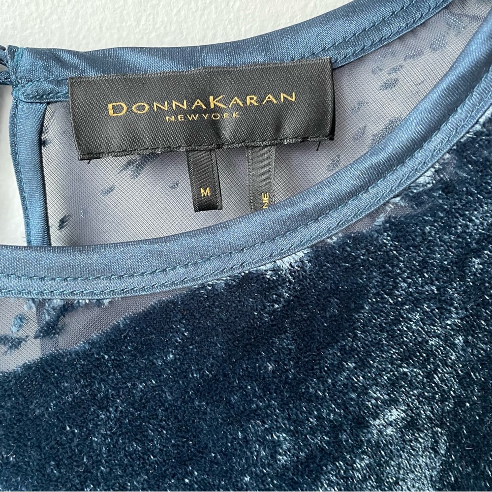 Donna Karan NY Sheer Velvet Top Blue Size M - Picture 2 of 8